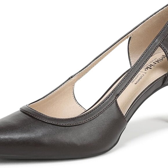 Women's Pointed Toe Pumps Faux Leather 2 3/8 Inch Heel Slip-On Office Night Out - Picture 1 of 9